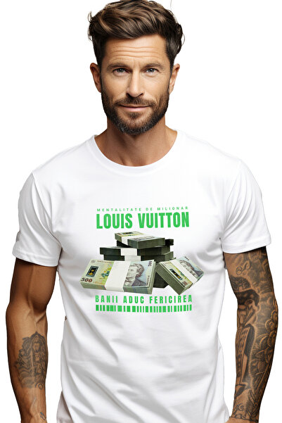 StoryGift Romania Tricou Barbati Louis Vuitton - Banii Aduc Fericirea Cu Impr...