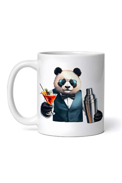 OEM Cană albă personalizată, Ursuleț Panda barman, INOVATIX®. 330ml