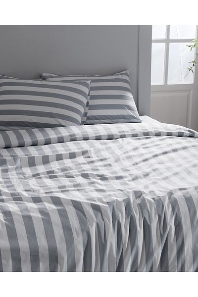 Madame Coco Avignon King Size 100% Cotton Ranforce Printed Duvet Cover Set - Anthracite