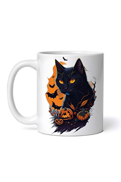 INOVATIX Personalized white mug, Halloween Glowing Cat, INOVATIX®. 330ml