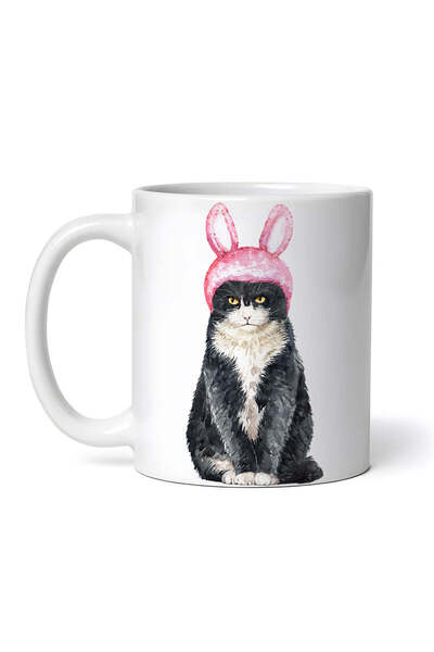 OEM Cană albă personalizată, Pisică cu urechi de iepure, INOVATIX®. 330ml