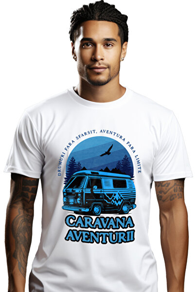 StoryGift Romania Tricou Barbati Caravana Aventurii Rulota In Padure Vacanta ...