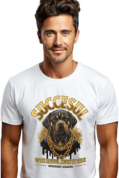 StoryGift Romania Tricou Barbati Caine Gangster Cu Lant De Aur, Succes Cu Imprimeu Pe Fata, 100% Bumbac, Al Stg