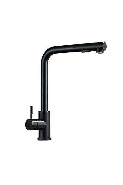 Blackswan Design Baterie chiuveta bucatarie, Blackswan, Tip M245, model negru mat cu dus retractabil, 35 cm