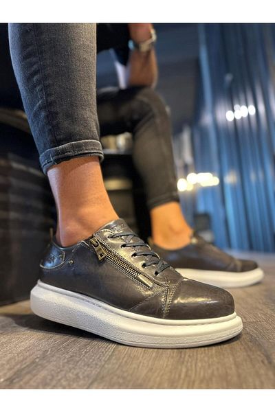 Knack Γυαλιστερό γκρι ψηλή σόλα casual παπούτσια - 555 μοντέλο