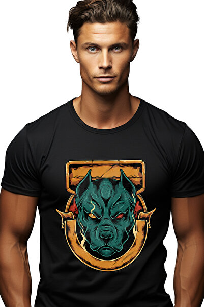 StoryGift Romania Tricou Barbati Cu Emblema, Caine, Flacari, Demonic, Cu Impr...