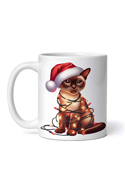 OEM Εξατομικευμένη λευκή κούπα, Χριστουγεννιάτικη γάτα Βιρμανίας, INOVATIX®. ...