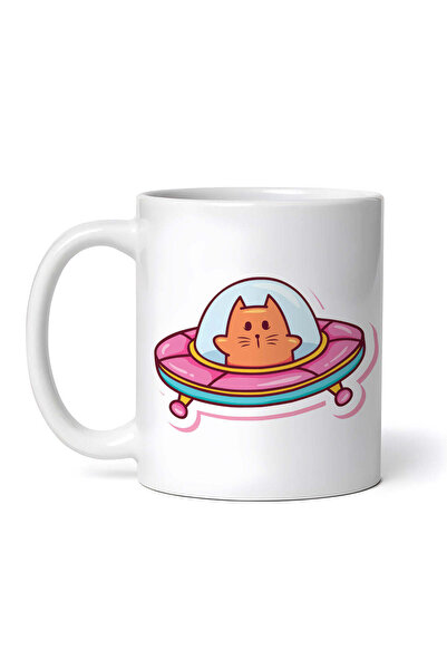 OEM Εξατομικευμένη λευκή κούπα, Γάτα σε διαστημόπλοιο, INOVATIX®. 330ml