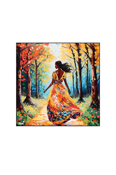 Bursa İpek Orange Forest Pattern Silk Handkerchief
