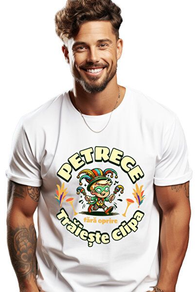 StoryGift Romania Tricou Barbati Petrece Fara Oprire, Traieste Clipa Distract...