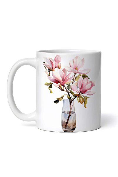 OEM Cană albă personalizată, vază din sticlă Magnolia, INOVATIX®. 330ml