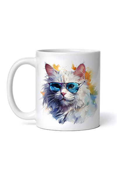 OEM Εξατομικευμένη λευκή κούπα, μοντέλο γάτας, INOVATIX®. 330ml