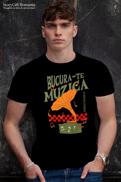 StoryGift Romania Men's T-shirt Enjoy Music Music Lovers Classical Party With Print On Left Side