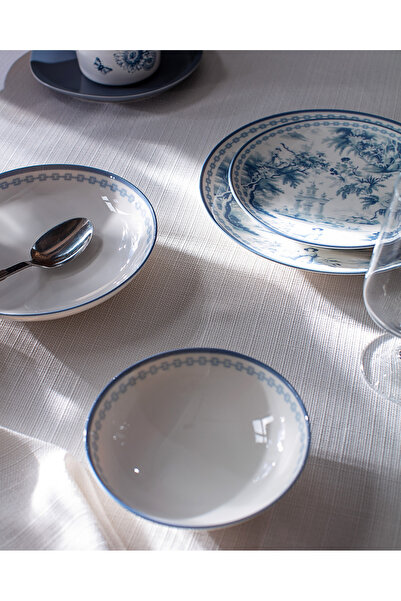 Madame Coco Lumen 6 Kişilik 24 Parça Yemek Takımı - Mavi/Beyaz