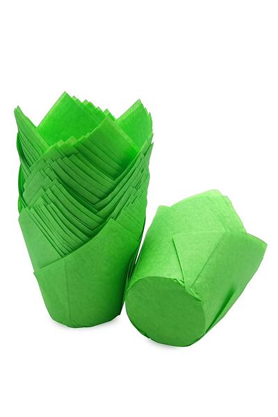 Bensüs 200 Classic Tulip Capsule Green Muffin Cake Molds, Tulip