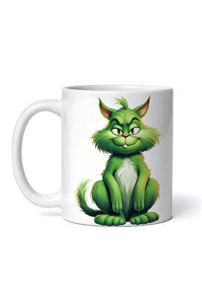 OEM Cană albă personalizată, Pisica Grinch cu un dinte, INOVATIX®. 330ml