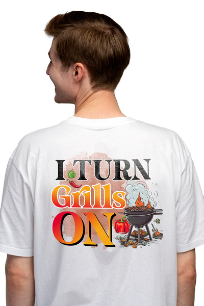 StoryGift Romania Tricou Barbati Cu Mesajul "i Turn Grills On", Pornesc Gratarele, Gatit, Ilustratie, Bucata Stg