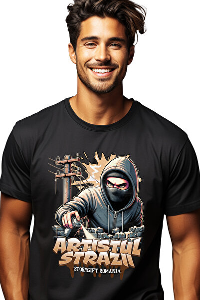 StoryGift Romania Tricou Barbati Artistul Strazii - Graffiti, Spray Cu Imprim...