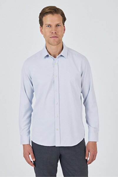 İmza Cămașă clasică slim fit din bumbac, cu mâneci lungi, cu model Dobby, cu guler rigid, fără buzunar 1004250184