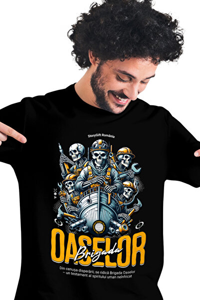 StoryGift Romania Tricou Barbati Brigada Oaselor Grup De Schelete De Oameni F...