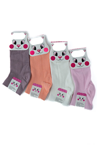 Ottoland Детски къси чорапи за момичета, 4 чифта, памук, сладък дизайн, еласт...