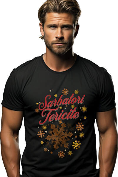 StoryGift Romania Tricou Barbati Sarbatori Fericite Urare Craciun Familie Vac...
