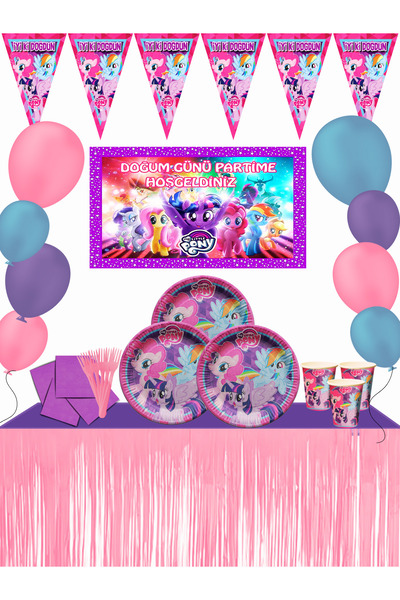 snowparty 8 Kişilik My Little Pony Afişli Metalize Masa Etekli Doğum Günü Par...