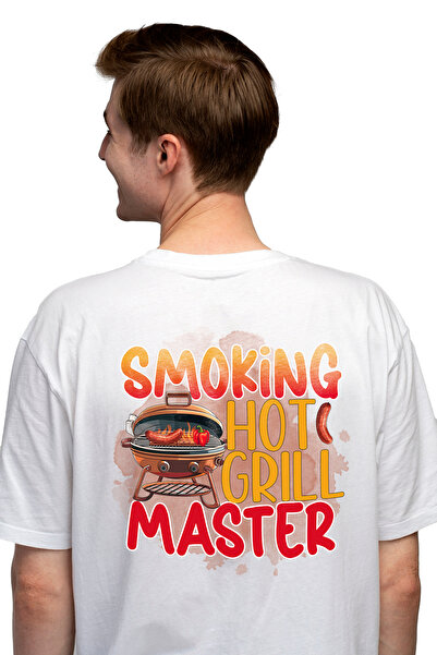 StoryGift Romania Tricou Barbati Cu Un Gratar Cu Mesajul "smoking Hot Grill Master", Gatit, Ilustratie, Buca Stg