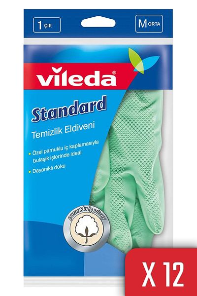 Vileda 12 Pack Standard Medium Size Dish Gloves