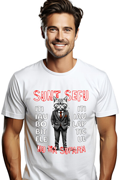 StoryGift Romania Tricou Barbati Pisica Sef Nu Ma Enerva Iti Iau Bobitele Sau...