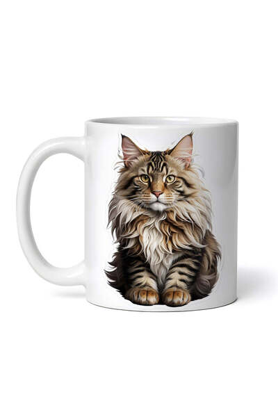 OEM Εξατομικευμένη λευκή κούπα, Γάτα Maine Coon, INOVATIX®. 330ml