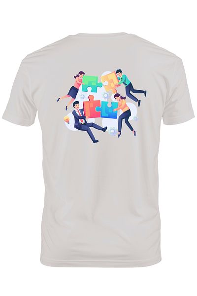 StoryGift Romania Tricou bărbătesc cu imprimeu puzzle, piese, business, cu imprimeu pe spate, 100% bumbac, alb, sstg
