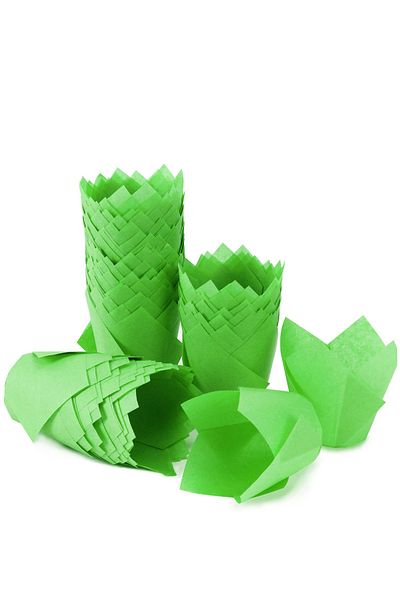 Bensüs 200 Classic Tulip Capsule Green Muffin Cake Molds, Tulip