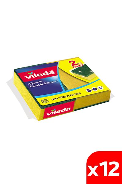 Vileda Pack of 24 Green Classic Flat Sponges - 12 Pack