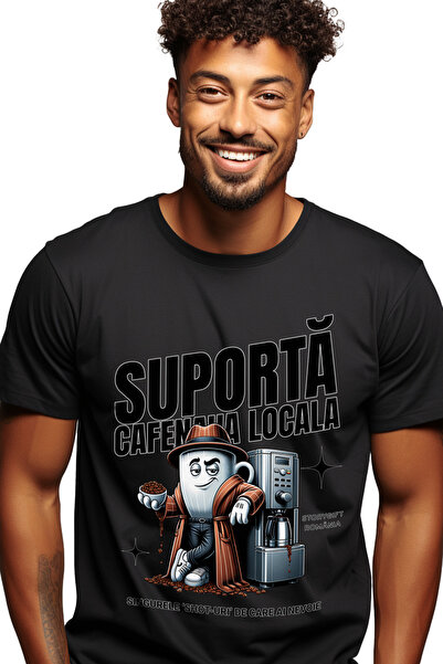 StoryGift Romania Tricou Barbati Suporta Cafenaua Locala Afaceri Mici Iubitor...