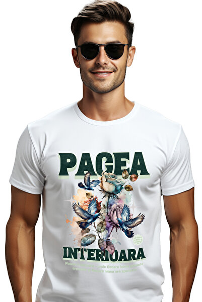 StoryGift Romania Tricou Barbati Pacea Interioara Cu Imprimeu Pe Fata, 100% B...