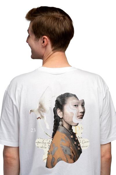 StoryGift Romania Tricou Barbati Cu Arta Abstracta, Chip Fata Asiatica Intrer...