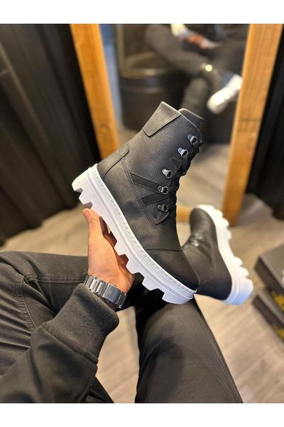 Knack Men's Sports Boots B14 Black (White Sole)
