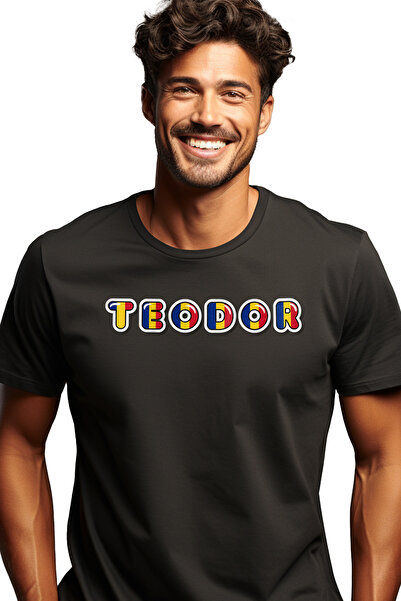 StoryGift Romania Tricou Barbati Cu Numele Teodor, Romania, Suporter, Steagul...