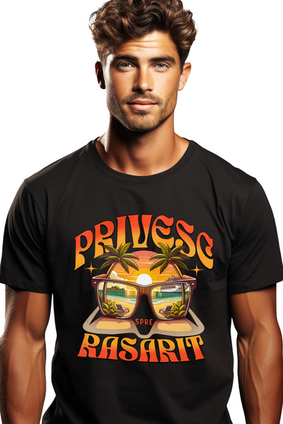 StoryGift Romania Tricou Barbati Privesc Spre Rasarit Ochelarii De Soare Plaj...