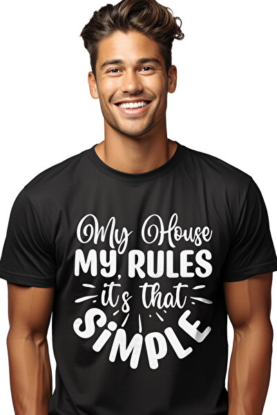 StoryGift Romania Tricou Barbati Cu Textul "my House, My Rules, It's That Sim...