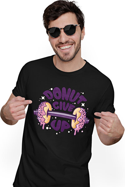 StoryGift Romania Tricou bărbătesc cu mesaj motivațional Donut Give Up, Weigh...