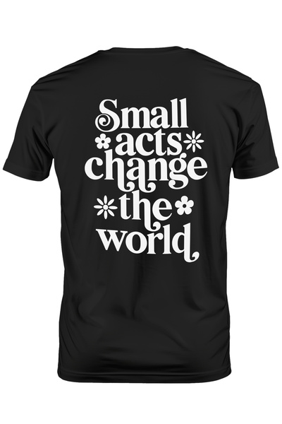 StoryGift Romania Tricou bărbătesc cu mesajul „Faptele mici schimbă lumea” - ...