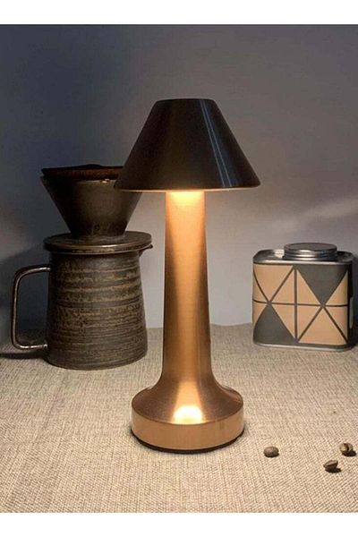 COOYA Gold LED Table Lamp, Rechargeable, Elegant Shape, With Touch Sensor, Suitable for Bars/Coffees