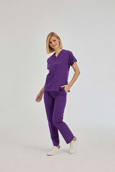 ÇİZGİ MEDİKAL Dr Greys Terikoton - بدلة جراحية مخصصة للطبيب والممرضة باللون الأرجواني، قماش رقيق (أسفل)