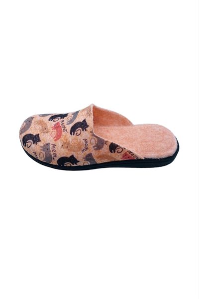 TECOS Women's slippers, cat print, orange, size 41, removable insole, 26 centimeters