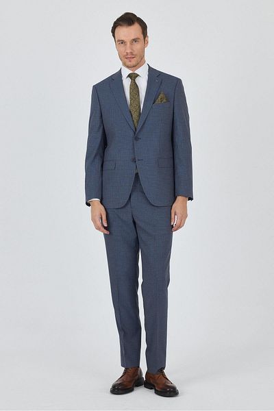 İmza Blue Mono Collar Flexible 6 Drop Comfort Fit Classic Suit 1001250104