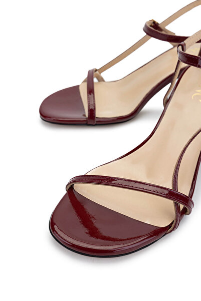 Tamer Tanca Women's Genuine Leather Claret Red Patent Leather Heeled Shoes