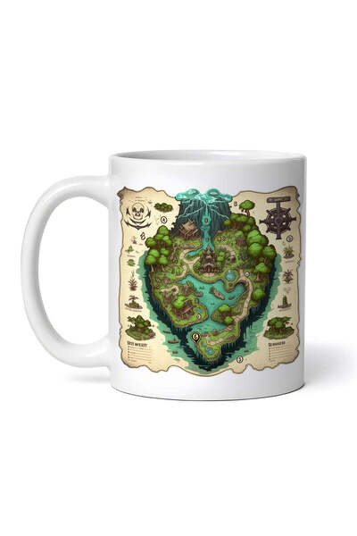 OEM Εξατομικευμένη λευκή κούπα, Χάρτης με διαδρομή θηραμάτων, INOVATIX®. 330ml