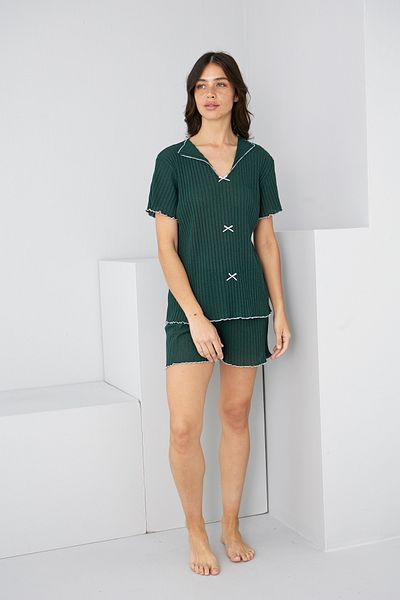 Siyah İnci Khaki Seasonal Slim Bow Shorts Suit7880